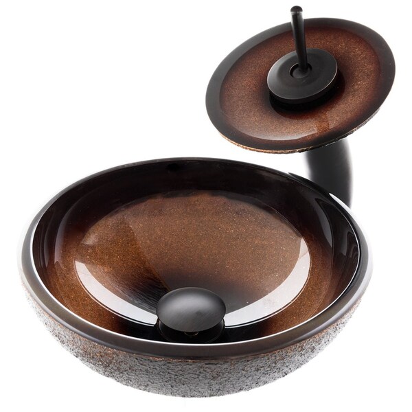 Novatto Sanguinello Mini Glass Vessel Bathroom Sink and Faucet Set, Oil Rubbed Bronze NSFC-008-1217003ORB - main